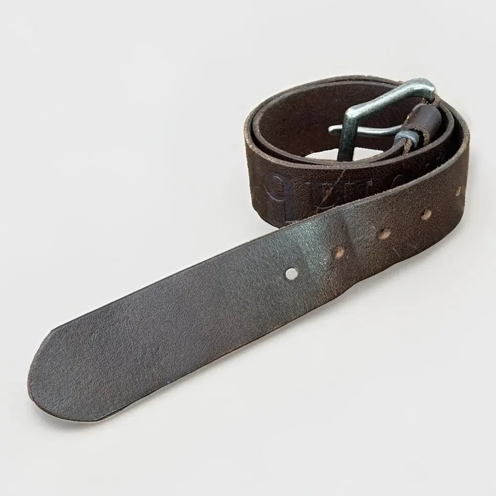 Vintage Y2K ABERCROMBIE & FiITCH Moose Embossed Leather Belt Brown Size S / M